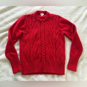 Red Cable Knit Sweater J Crew S lambs wool